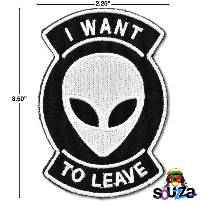 "I Want To Leave" Alien Embroidered Iron-On Patch