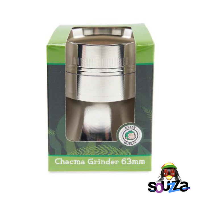 Green Monkey Chacma Zinc Herb Grinder with Ashtray in the color silver in the box