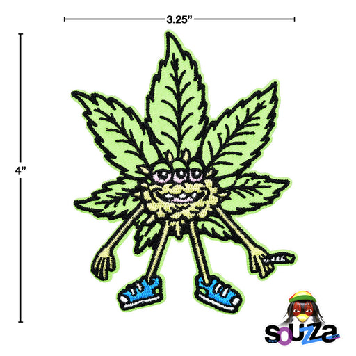 Bud Buddy Embroidered Iron-On Patch by Killer Acid with measurements