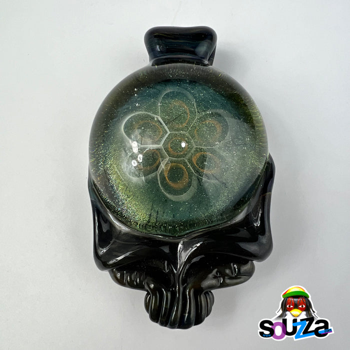 Local Honey Glass and Rhythm Glass Stealie Black Skull Pendant