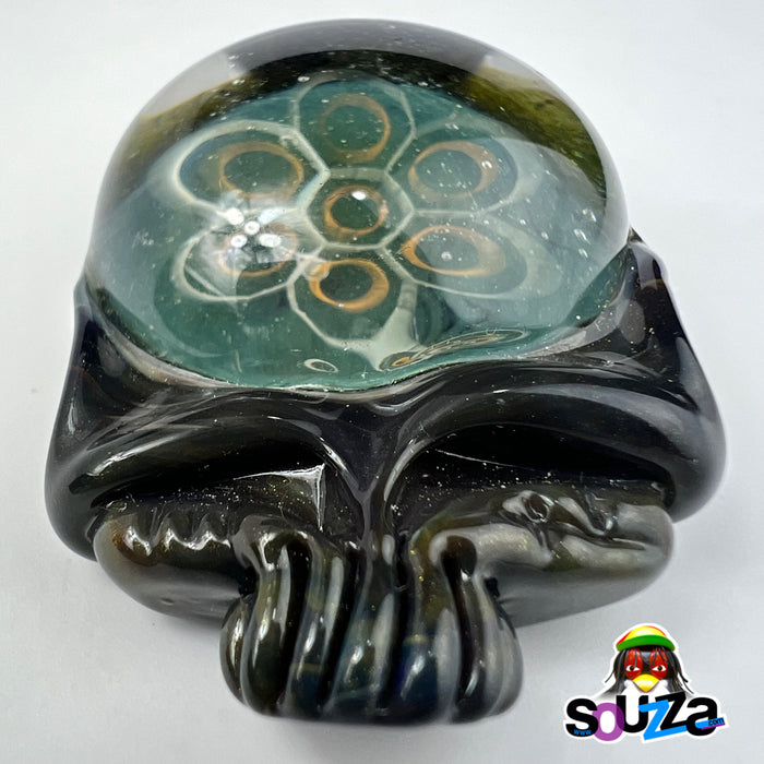 Local Honey Glass and Rhythm Glass Stealie Black Skull Pendant