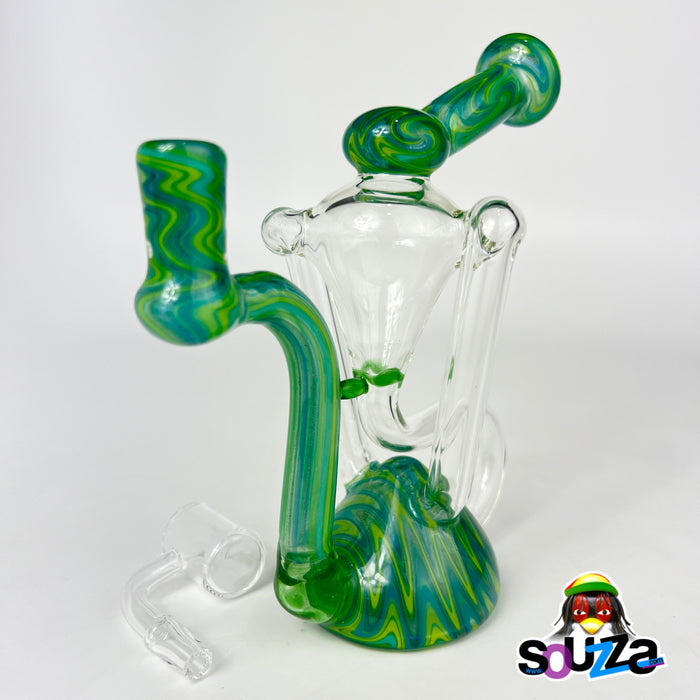 Tri Pawd Glassworks Green Wig-Wag Recycler with Case