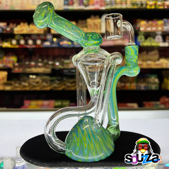 Tri Pawd Glassworks Green Wig-Wag Recycler with Case