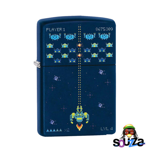 Pixel Game Navy Blue Matte Zippo Lighter