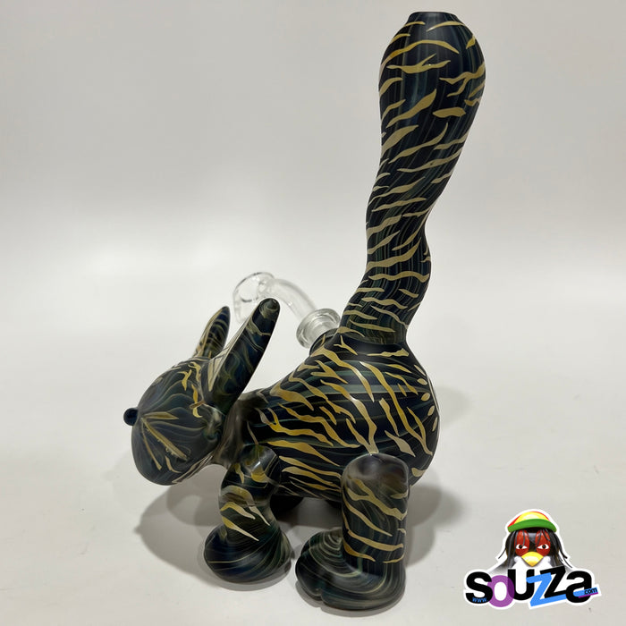 CiciKittyGlass and Local Honey Glass Tiger Kitty Sandblasted Water Pipe