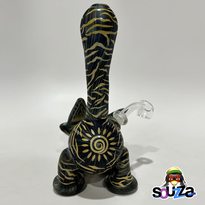 CiciKittyGlass and Local Honey Glass Tiger Kitty Sandblasted Water Pipe