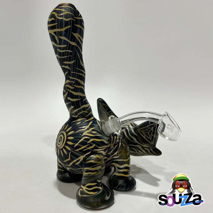 CiciKittyGlass and Local Honey Glass Tiger Kitty Sandblasted Water Pipe