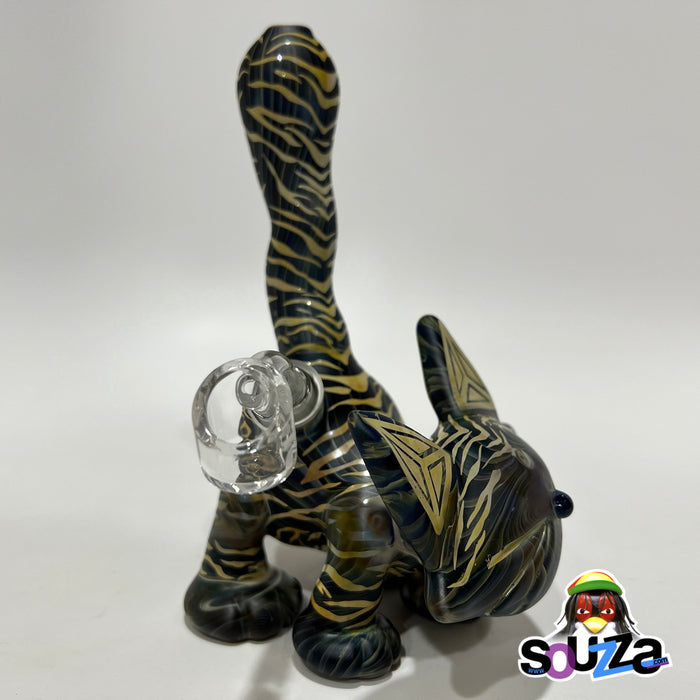 CiciKittyGlass and Local Honey Glass Tiger Kitty Sandblasted Water Pipe