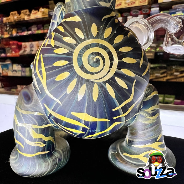 CiciKittyGlass and Local Honey Glass Tiger Kitty Sandblasted Water Pipe