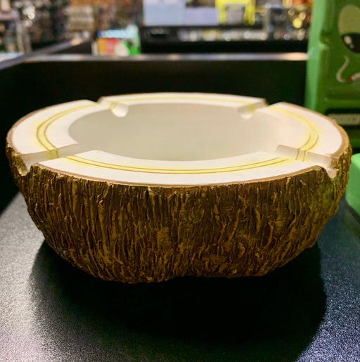 Coconut Shaped Polyresin Ashtray Side/Top View