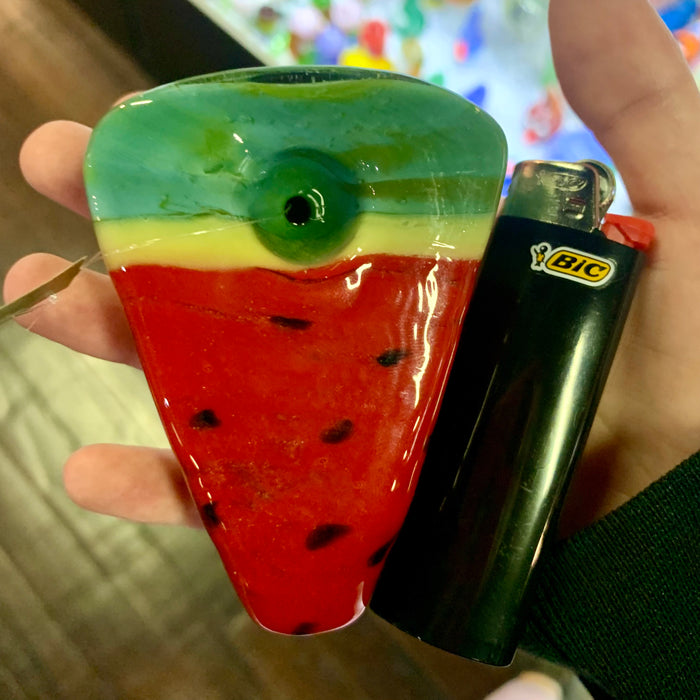 Empire Glassworks Watermelon Hand Pipe With Bic Lighter