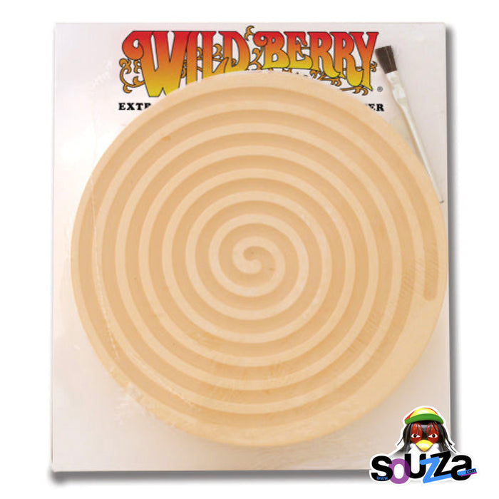 Round spiral mat with 'Wild Berry' branding on a white background