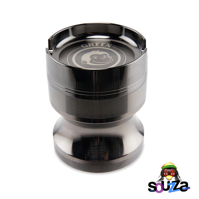 Green Monkey Chacma Zinc Herb Grinder with Ashtray in the color gunmetal 