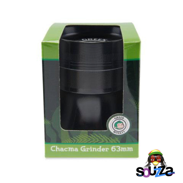 Green Monkey Chacma Zinc Herb Grinder with Ashtray in the color black in the box 