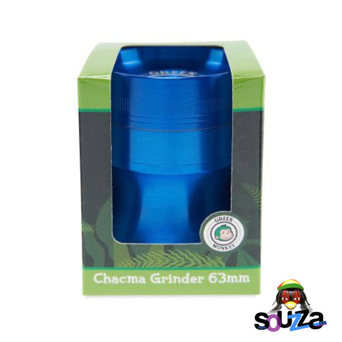 Green Monkey Chacma Zinc Herb Grinder with Ashtray in the color blue in the box