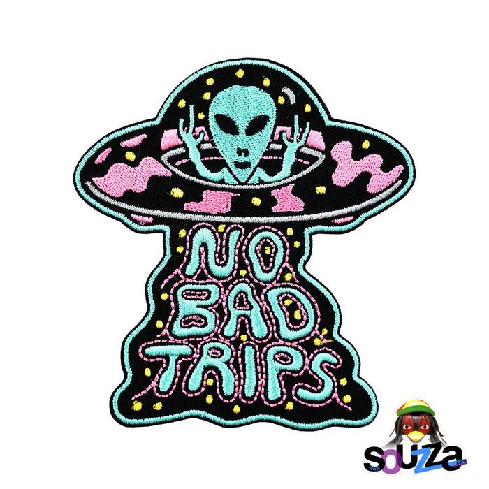 No Bad Trips Embroidered UFO Iron-On Patch by Killer Acid