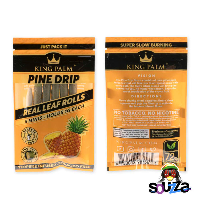 5 Pack, King Palm Mini Pre-Roll Wraps/Cones - Multiple Flavors
