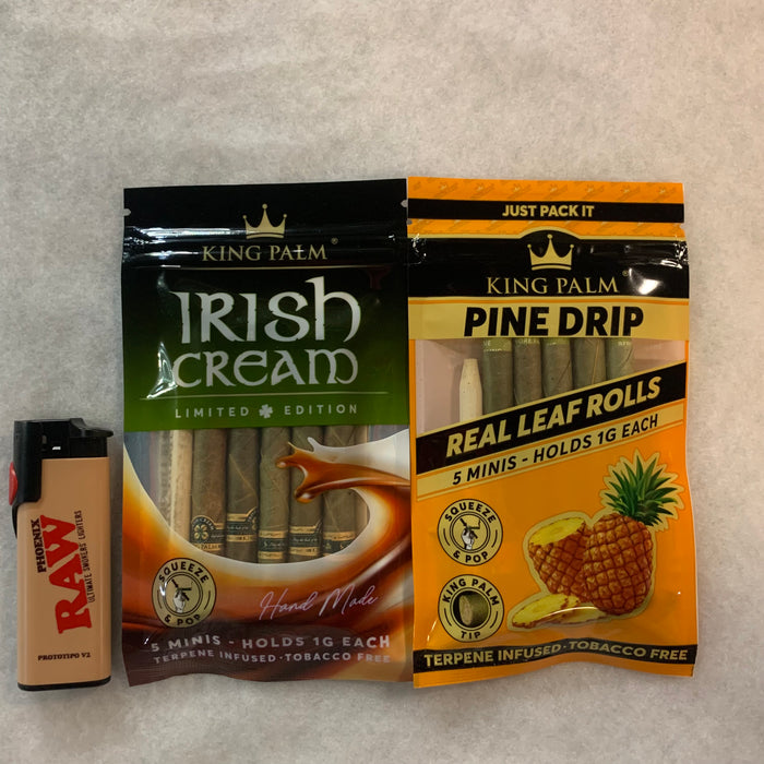 King palm 5 pack Mini Pre-roll Wraps/Cones Pine Drip And Irish Cream 