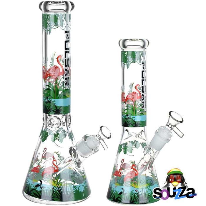Pulsar Chillin' Flamingos Glass Beaker Water Pipe