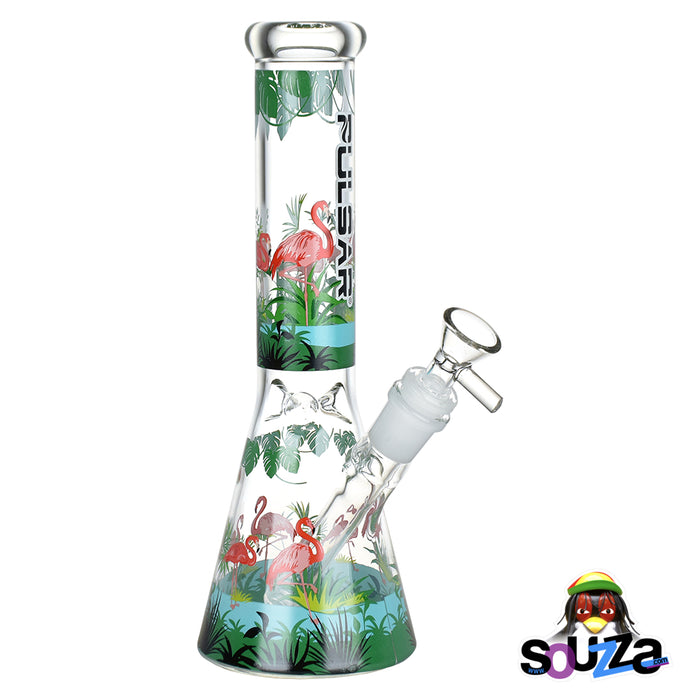 Pulsar Chillin' Flamingos Glass Beaker Water Pipe
