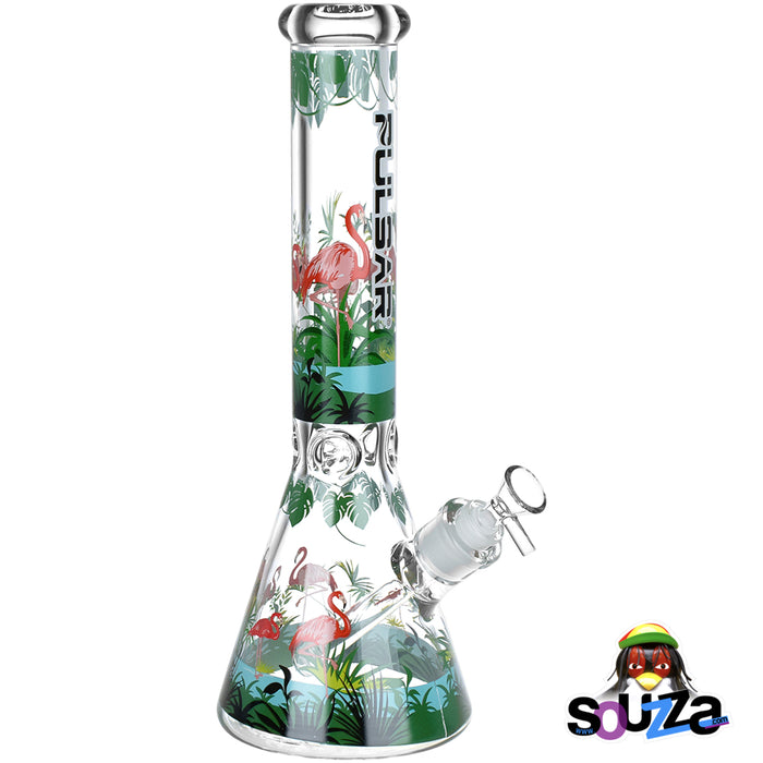 Pulsar Chillin' Flamingos Glass Beaker Water Pipe