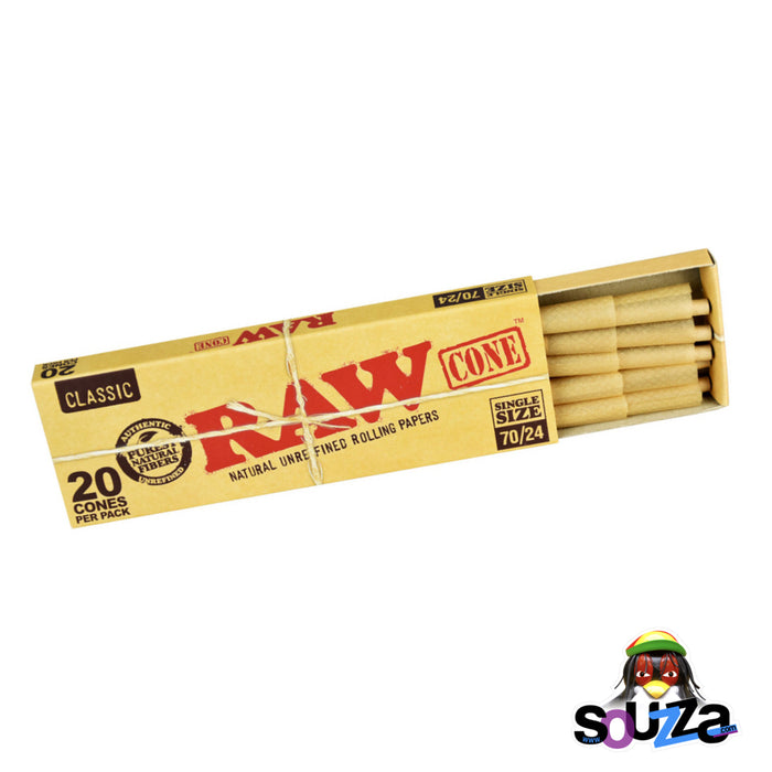 Raw Classic Single Size Cones, 20 Pack - Choose Your Size