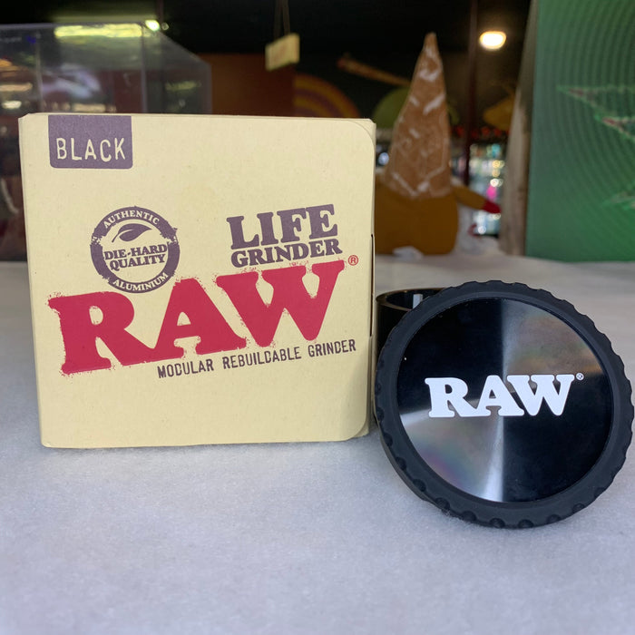 Raw Life Modular Rebuildable Grinder 2.5" Black top view 