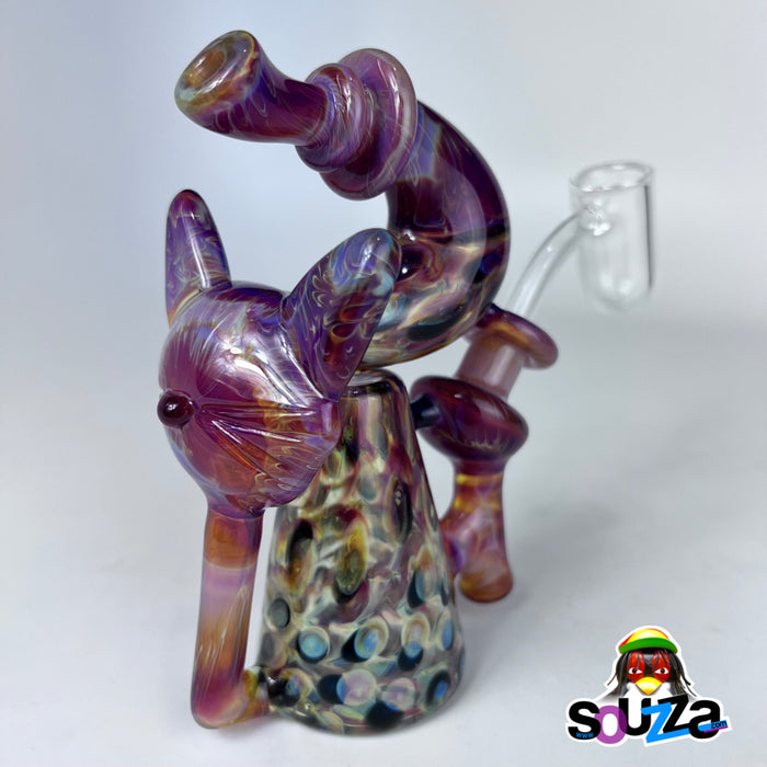 Rhythm Glass and CiCiKittyGlass Collaboration Recycler Rig with Bear Quartz Banger