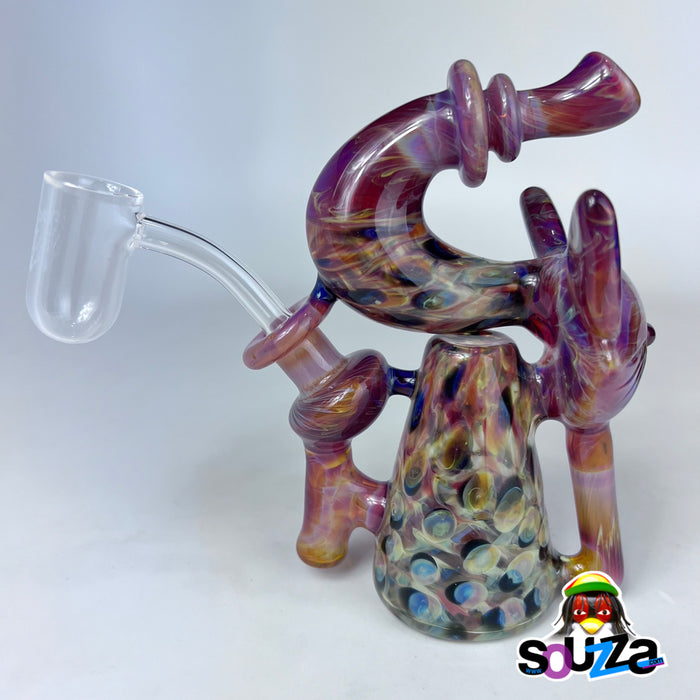 Rhythm Glass and CiCiKittyGlass Collaboration Recycler Rig with Bear Quartz Banger