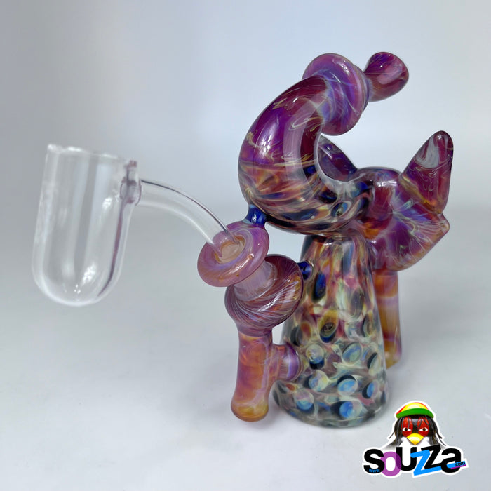 Rhythm Glass and CiCiKittyGlass Collaboration Recycler Rig with Bear Quartz Banger