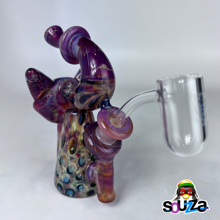 Rhythm Glass and CiCiKittyGlass Collaboration Recycler Rig with Bear Quartz Banger