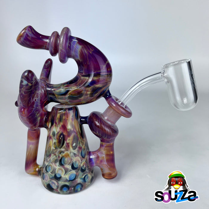 Rhythm Glass and CiCiKittyGlass Collaboration Recycler Rig with Bear Quartz Banger