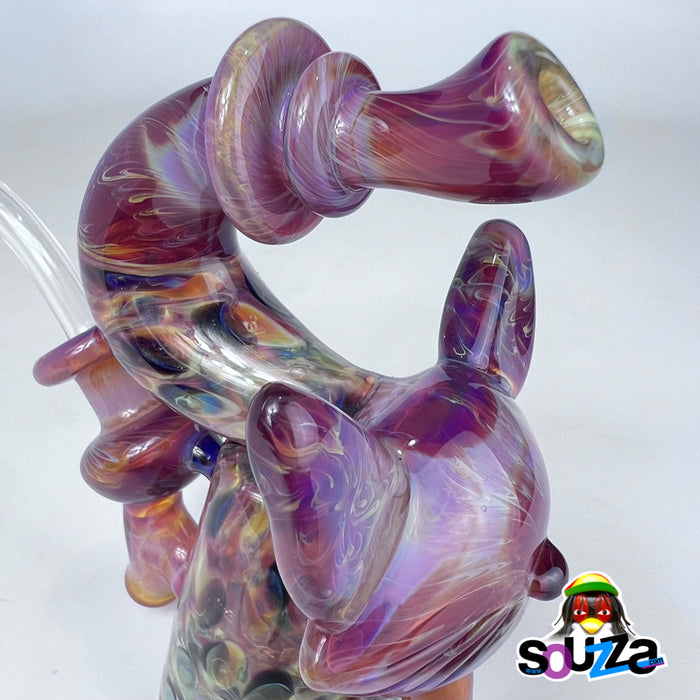 Rhythm Glass and CiCiKittyGlass Collaboration Recycler Rig with Bear Quartz Banger