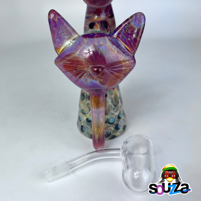 Rhythm Glass and CiCiKittyGlass Collaboration Recycler Rig with Bear Quartz Banger