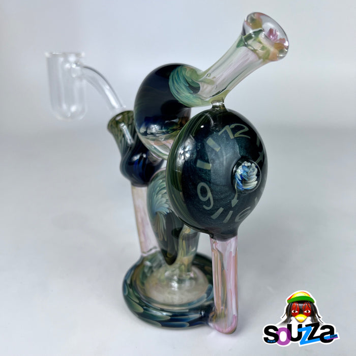 Rhythm Glass and Scoby Glass Collaboration, Glass Clock Recycler with Bear Quartz Banger