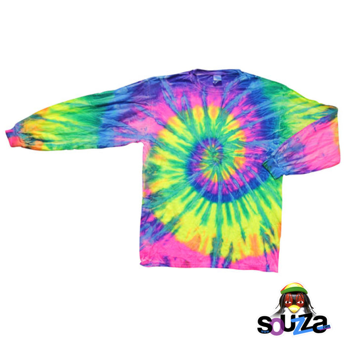 Long Sleeve Tie-Dye Neon Rainbow T-Shirt