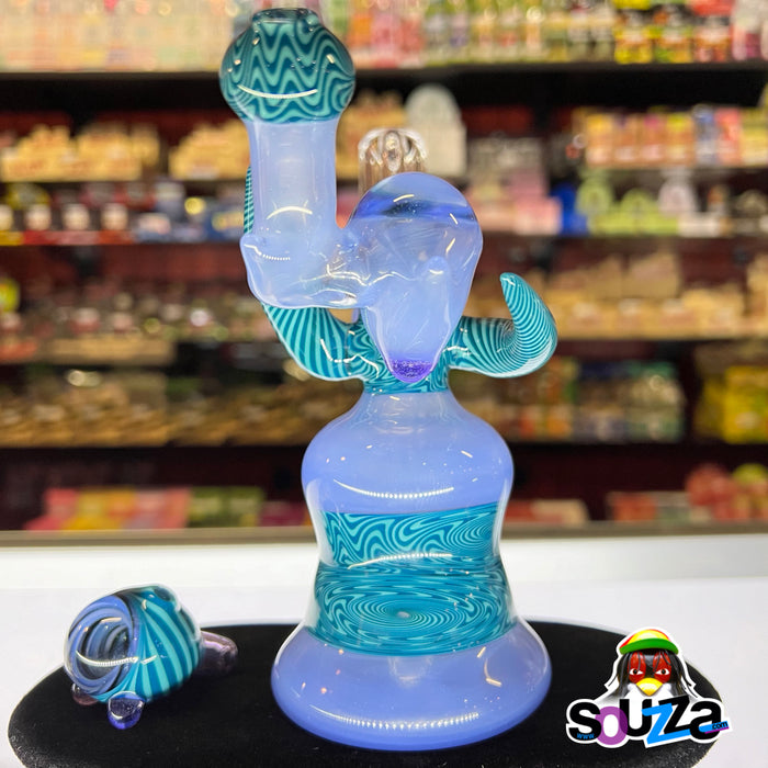 Tri Pawd Glassworks Blue Cheese Rig with Carb Cap