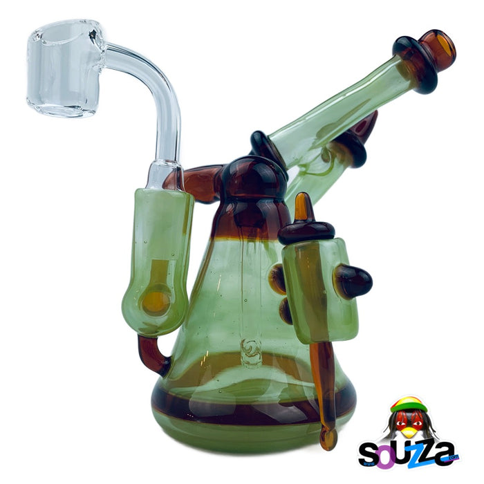 Tri Pawd Glassworks Multi-Colored Hand Blown Rig - Amber & Timber