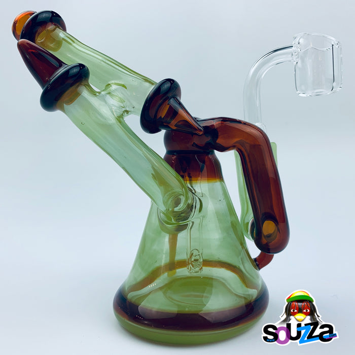 Tri Pawd Glassworks Multi-Colored Hand Blown Rig - Amber & Timber