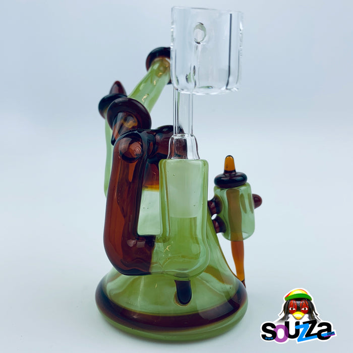 Tri Pawd Glassworks Multi-Colored Hand Blown Rig - Amber & Timber