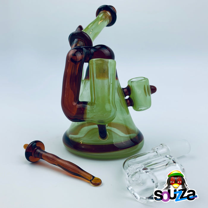 Tri Pawd Glassworks Multi-Colored Hand Blown Rig - Amber & Timber
