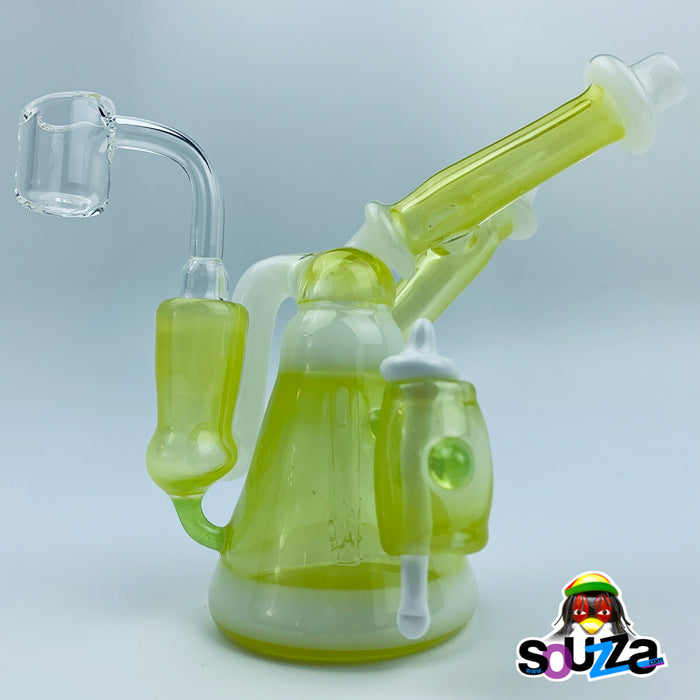 Tri Pawd Glassworks Multi-Colored Hand Blown Rig - Roswell & White