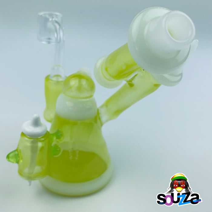 Tri Pawd Glassworks Multi-Colored Hand Blown Rig - Roswell & White