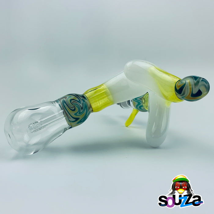 Tri Pawd Glassworks Multi Colored Hand Blown Nectar Collector - White & Lemon Slime