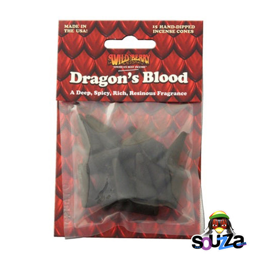 Pack of Wild Berry Dragon's Blood incense cones with red and black design.
