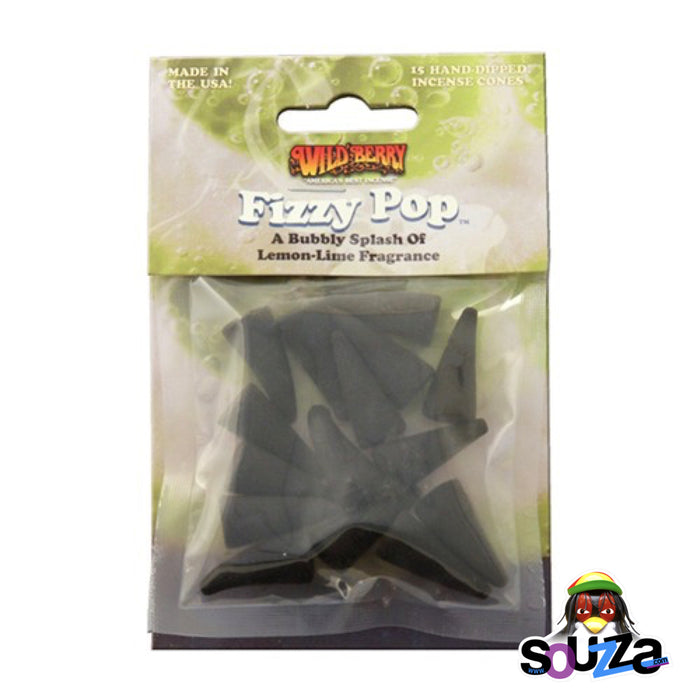 Packaged incense cones with 'Fizzy Pop' branding on a white background. Wild Berry® Fizzy Pop Packaged Cones