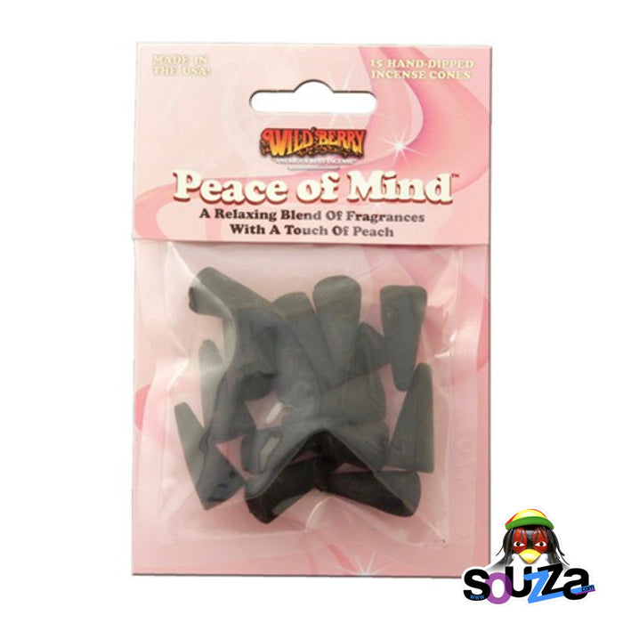 Package of Wildberry Peace of Mind incense cones with pink background