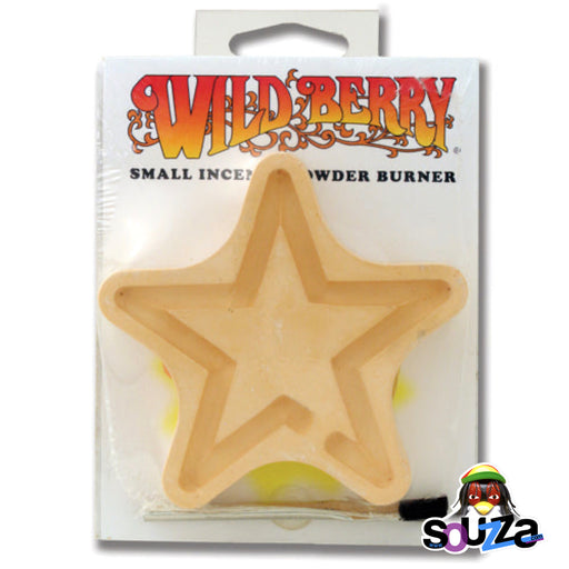 Star-shaped wooden incense burner in packaging with 'Wild Berry' branding.