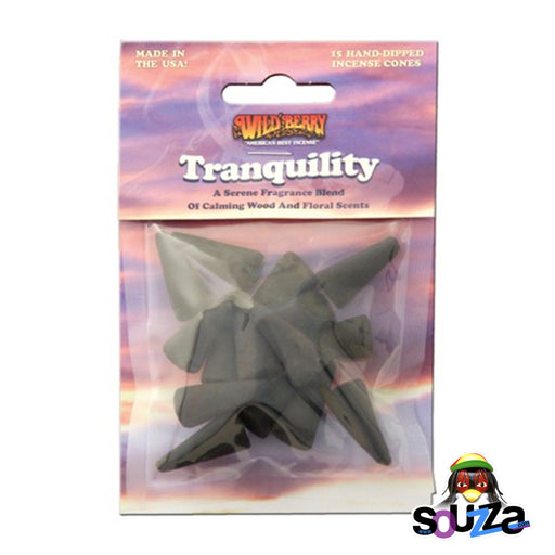Pack of Wildberry Tranquility incense cones with packaging on a white background