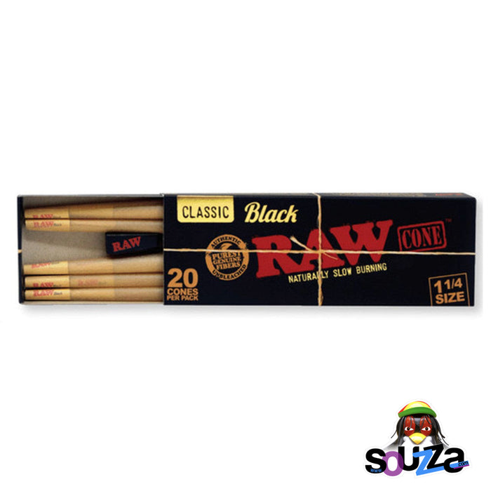 Raw Black 1 ¼ Pre-Rolled Cones - Multiple Sizes